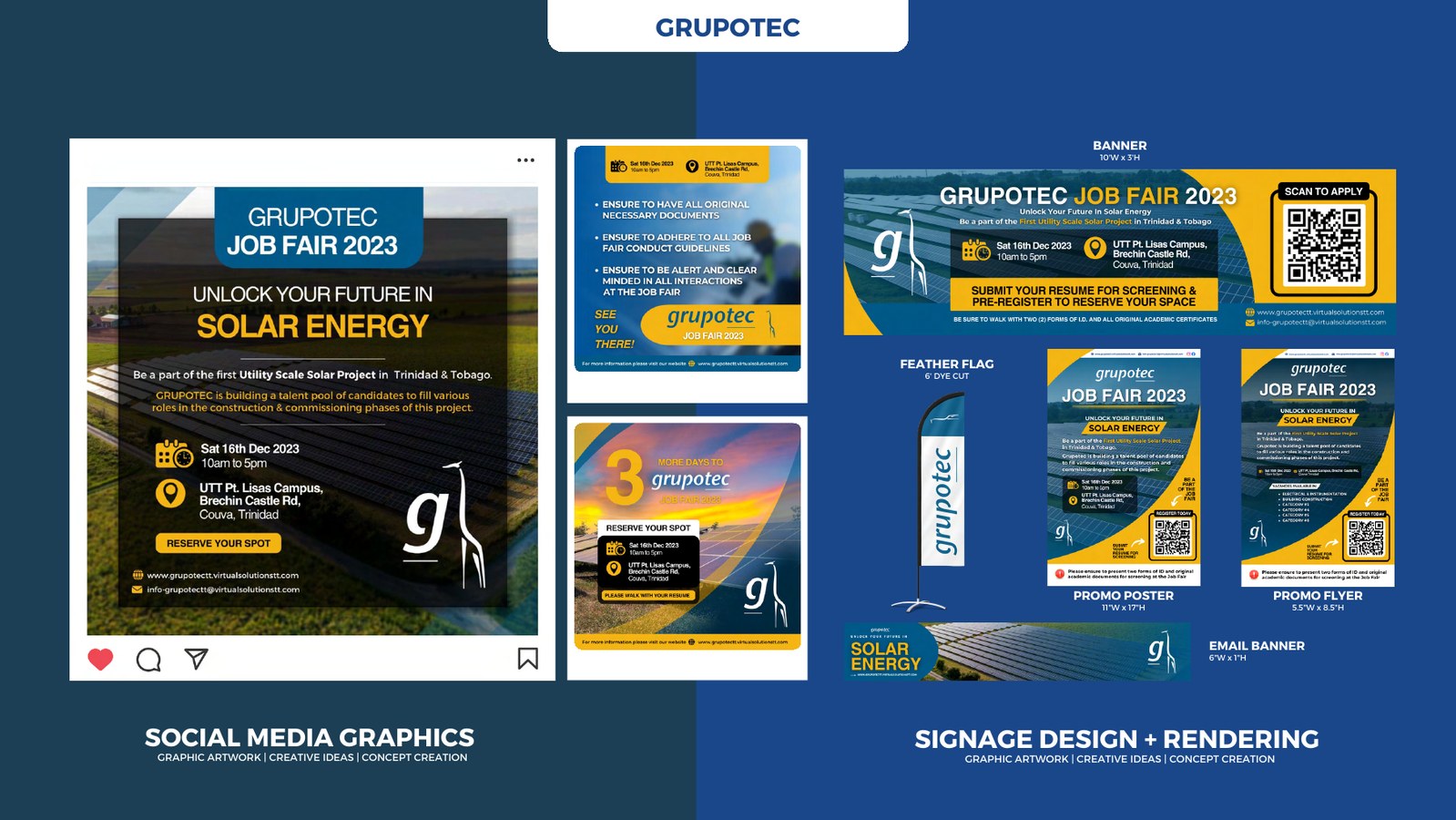 Grupotec recruitment graphics and signage
